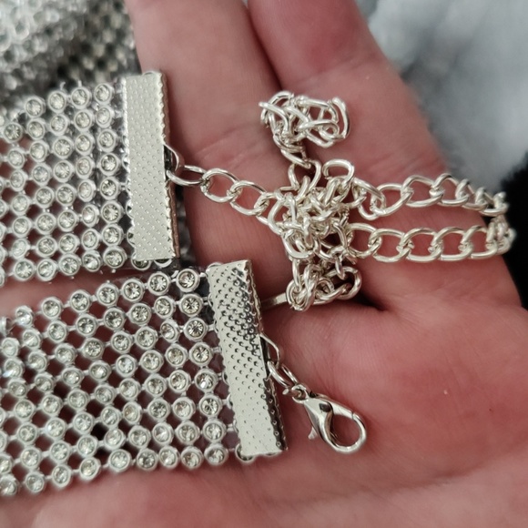 Rhinestone silver mesh halter top - Picture 7 of 9